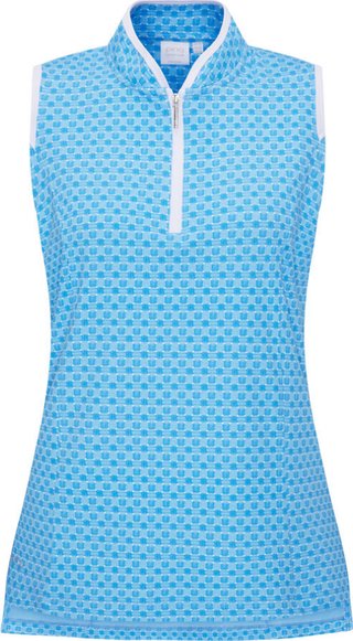 PING Penola Printed Sleeveless polo donna, azuro geo
