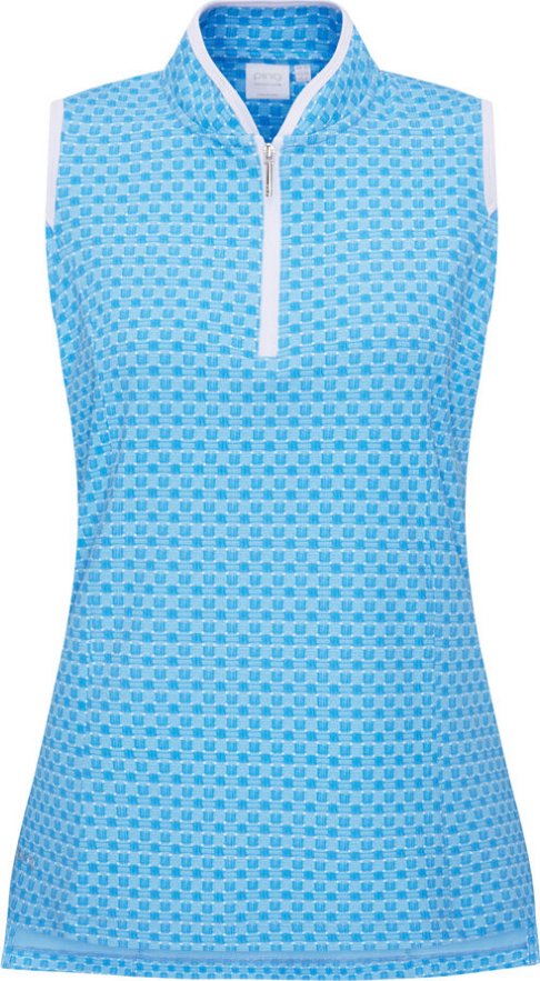 PING Penola Printed Sleeveless polo donna, azuro geo