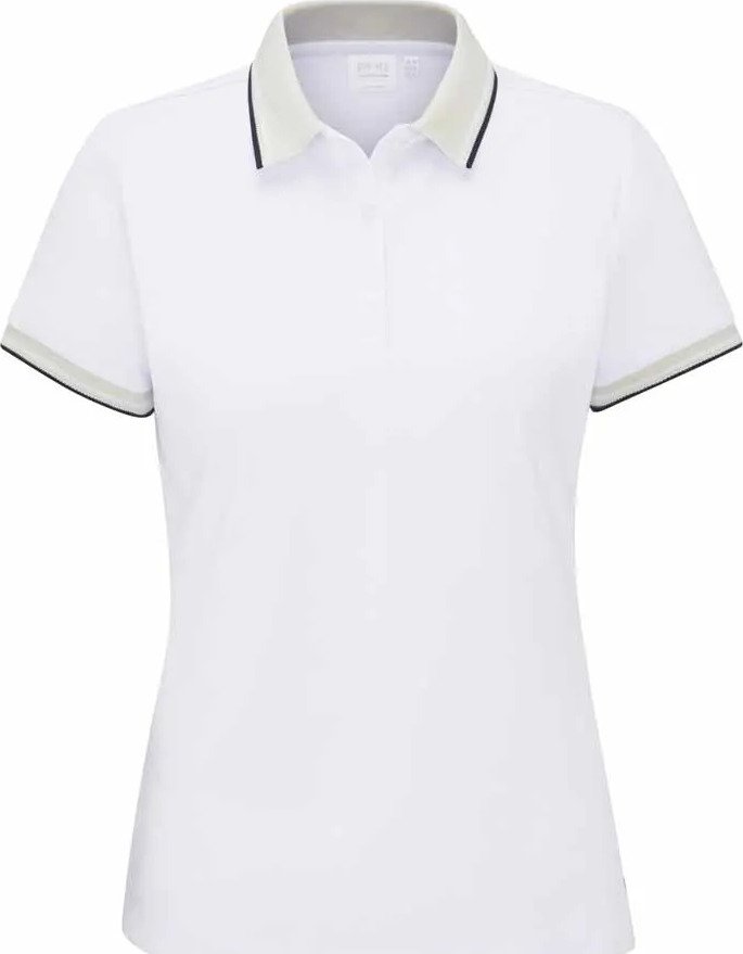 PING Viviana Tipped polo da donna, bianco/pebble