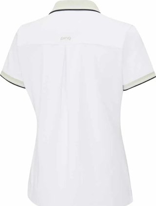 PING Viviana Tipped polo da donna, bianco/pebble