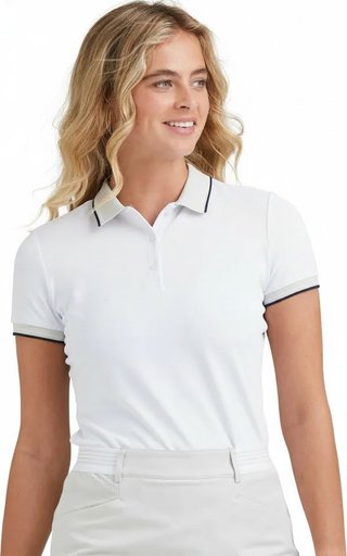 PING Viviana Tipped polo da donna, bianco/pebble