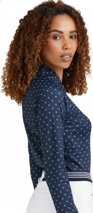 PING Arwen Printed Longsleeve polo da donna, micro monogram