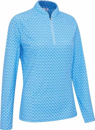 PING Arwen Printed Longsleeve polo da donna, azure geo