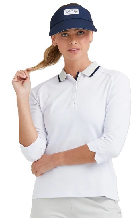 PING Alicia polo da donna, bianco/pebble