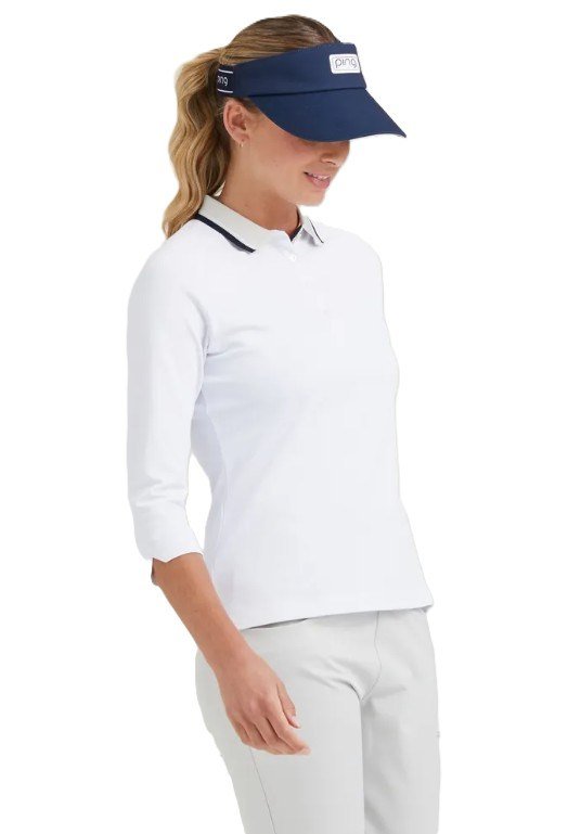 PING Alicia polo da donna, bianco/pebble