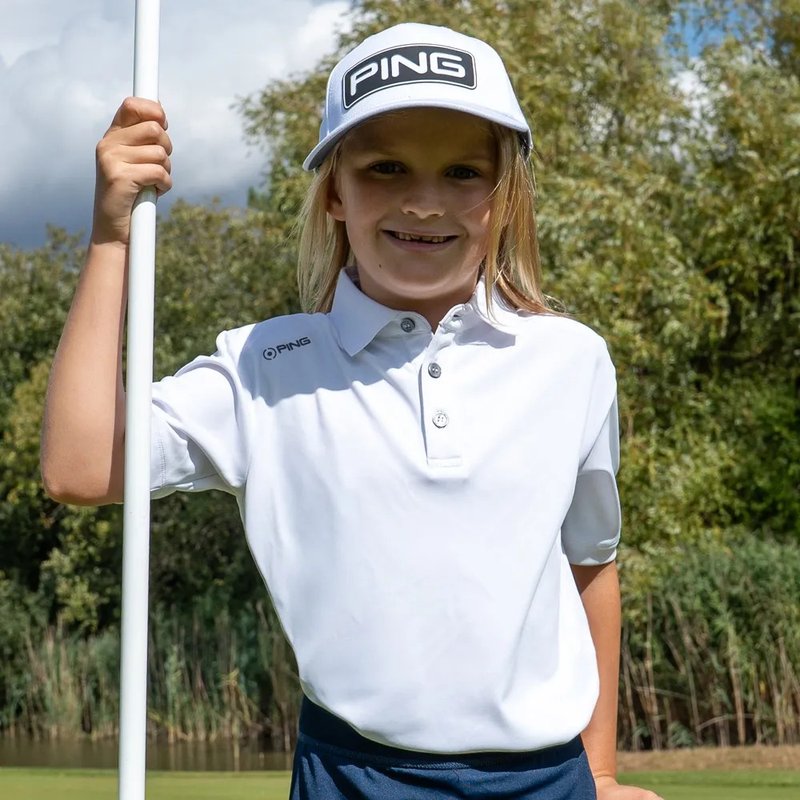 PING Lindum Junior polo da bambino, bianco