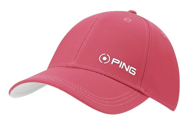 Cappellino da golf rosa con logo ricamato sul fronte
