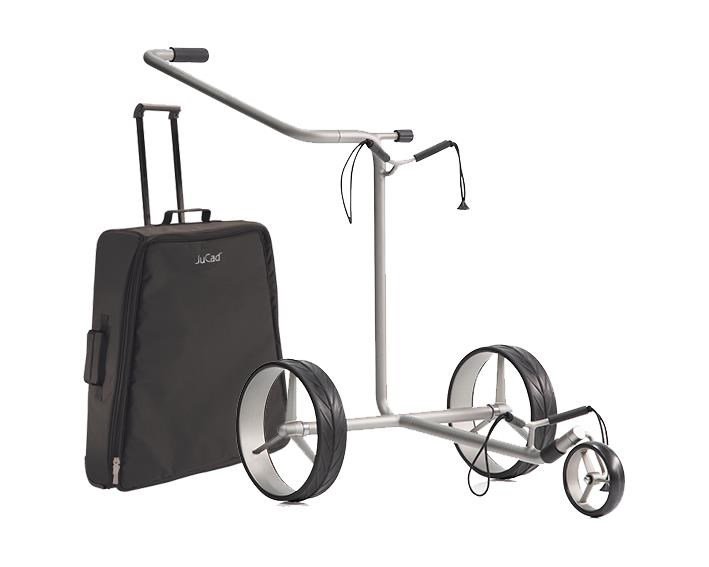 JuStar Silver carrello manuale a 3 ruote, finitura titanio argento + borsa da trasporto Classic, freno meccanico