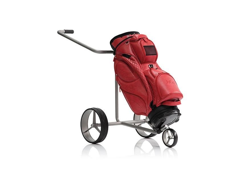 JuStar Silver carrello manuale a 3 ruote, finitura titanio argento + borsa da trasporto Classic, freno meccanico