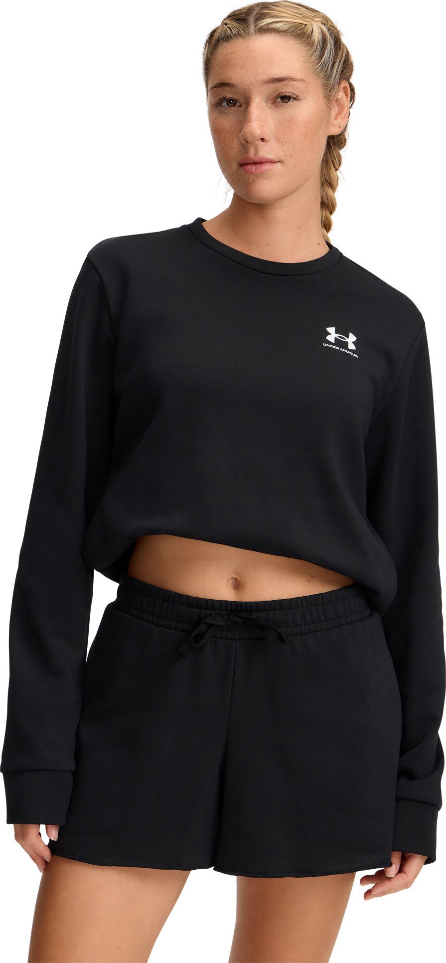 Under Armour Rival Terry Crew felpa donna, nera