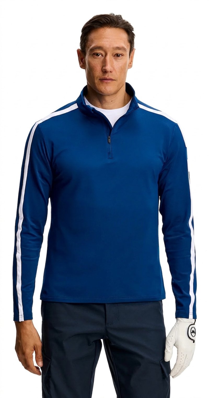 J.Lindeberg Keaton Quarter Zip Mid Layer maglia uomo, Estate Blue