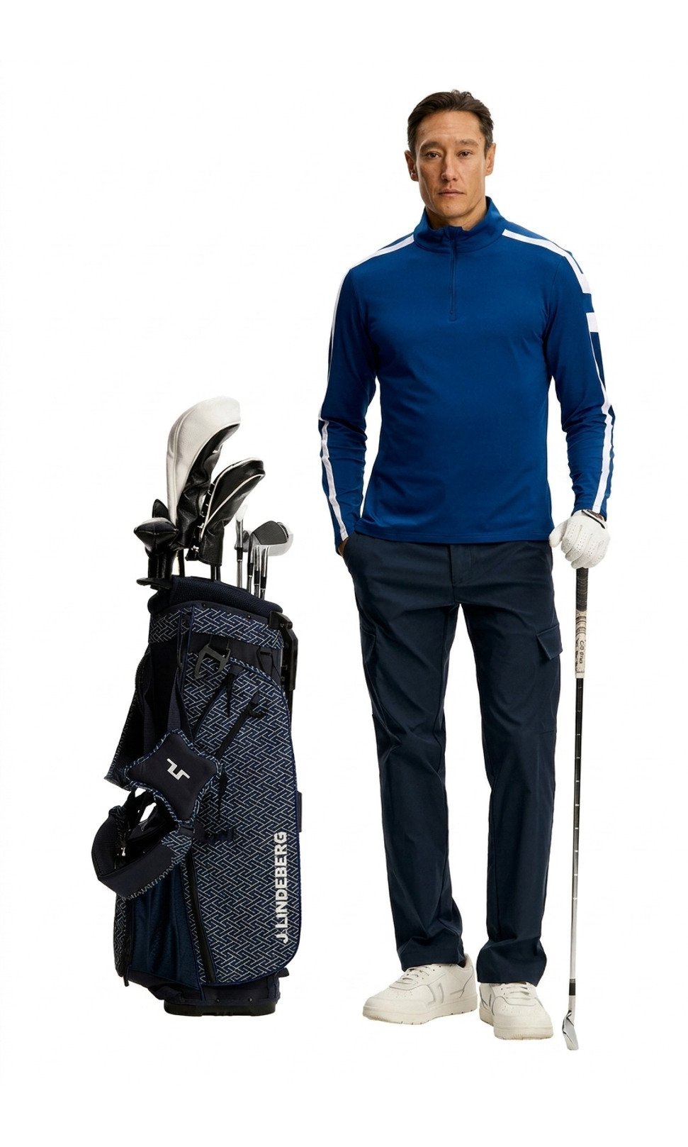 J.Lindeberg Keaton Quarter Zip Mid Layer maglia uomo, Estate Blue