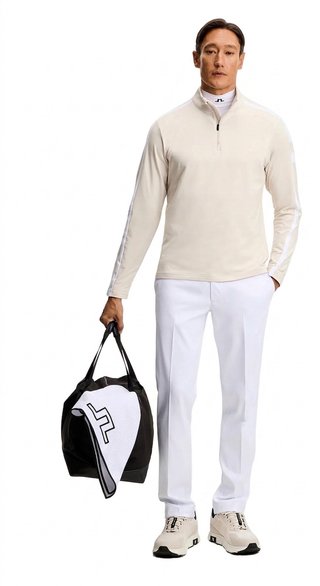 J.Lindeberg Keaton Quarter Zip Mid Layer polo da uomo, Moonbeam