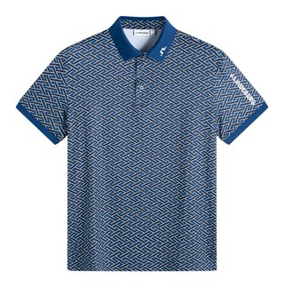 J.Lindeberg Tour Tech Print polo da uomo, ladder estate navy