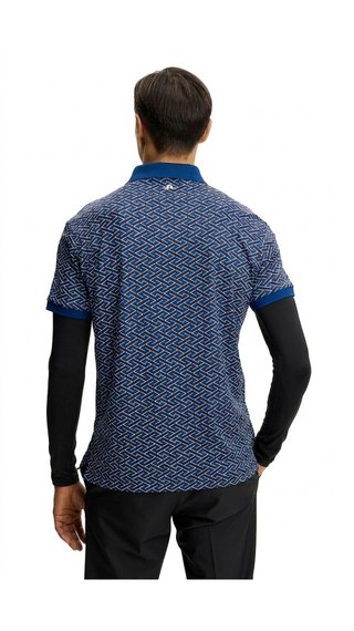 J.Lindeberg Tour Tech Print polo da uomo, ladder estate navy