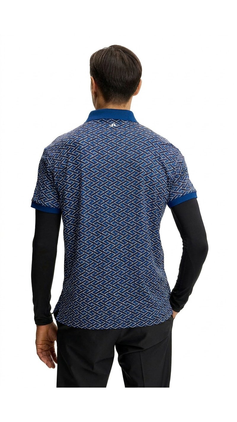 J.Lindeberg Tour Tech Print polo da uomo, ladder estate navy