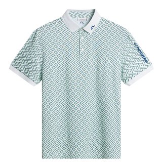 J.Lindeberg Tour Tech Print polo da uomo, ladder white bay