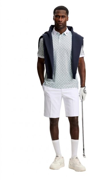 J.Lindeberg Tour Tech Print polo da uomo, ladder white bay