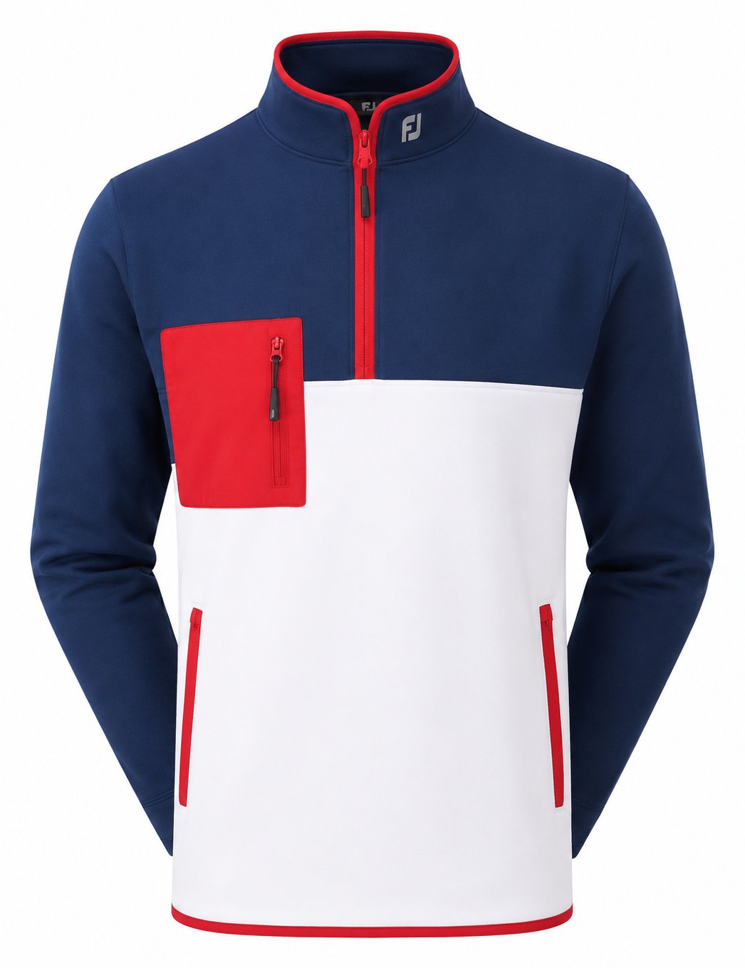 FootJoy Polar Fleece Chill-Out felpa uomo, navy/bianco/rosso