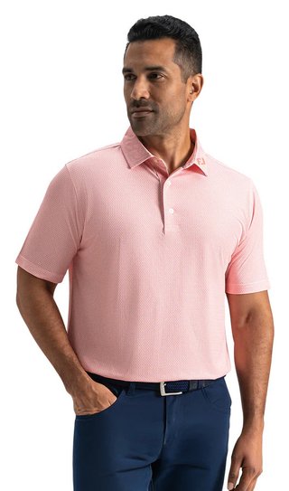 FootJoy Heritage Logo Lisle polo da uomo, bianco/pesca