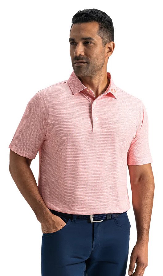 FootJoy Heritage Logo Lisle polo da uomo, bianco/pesca