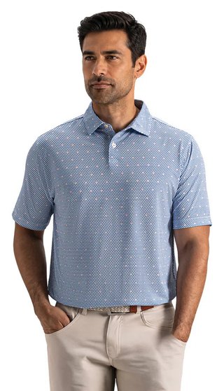 FootJoy Order Geometric Lisle polo da uomo, white/riviera/peach