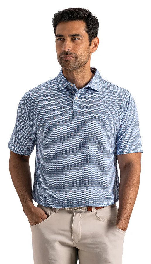 FootJoy Order Geometric Lisle polo da uomo, white/riviera/peach