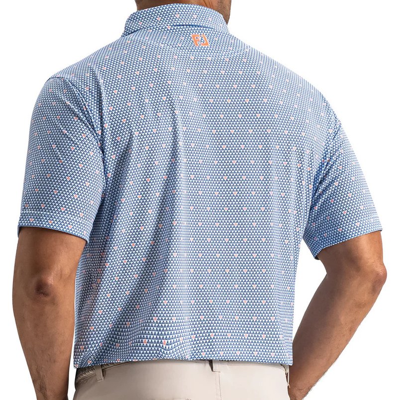 FootJoy Order Geometric Lisle polo da uomo, white/riviera/peach