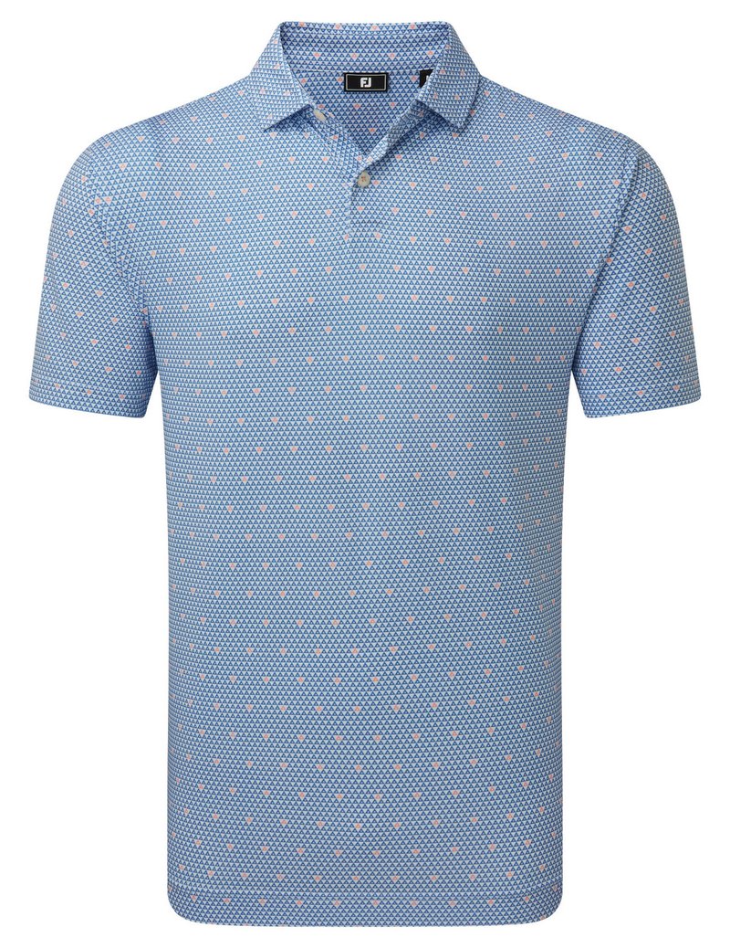 FootJoy Order Geometric Lisle polo da uomo, white/riviera/peach