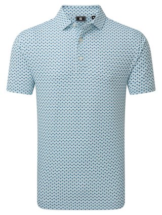 FootJoy Ginko Geo Pique polo da uomo, bianco/mint julep/winward blue
