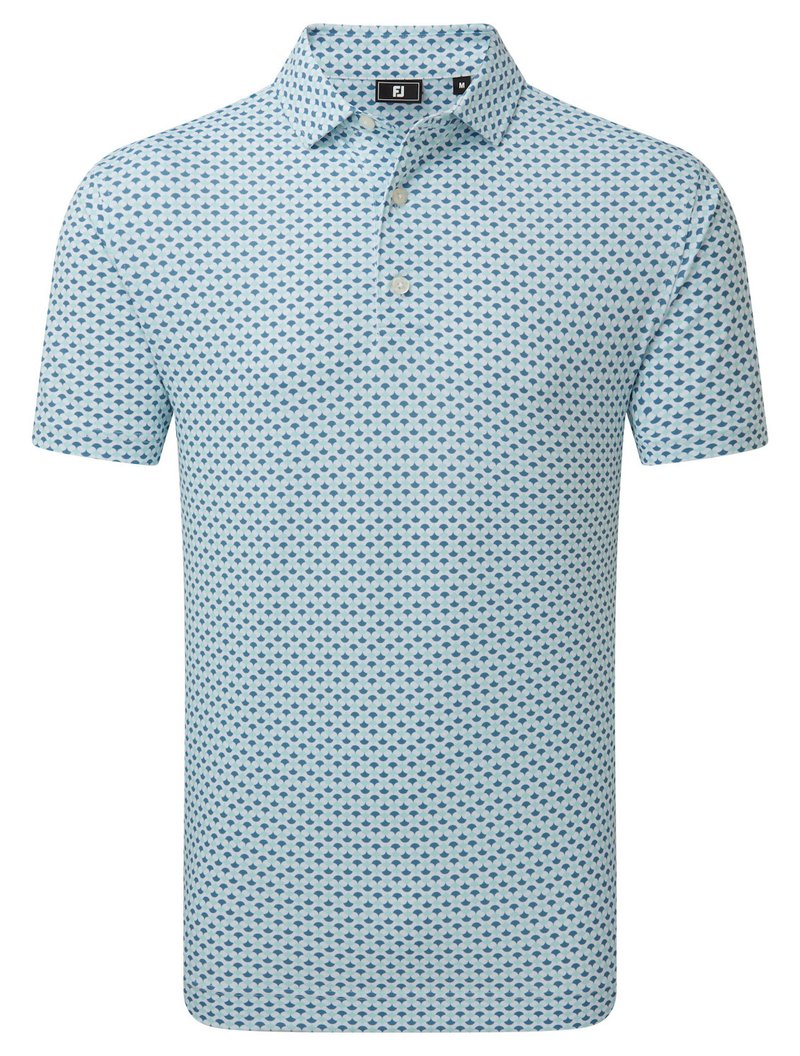 FootJoy Ginko Geo Pique polo da uomo, bianco/mint julep/winward blue