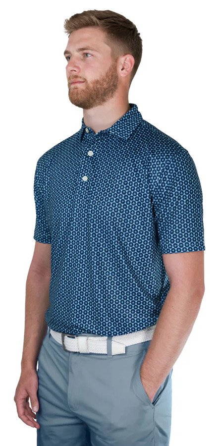 FootJoy Vegas Marker Lisle polo da uomo, mint julep/navy/wiward blue