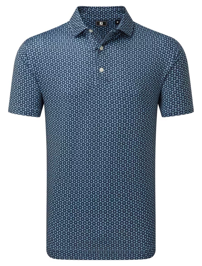 FootJoy Vegas Marker Lisle polo da uomo, mint julep/navy/wiward blue