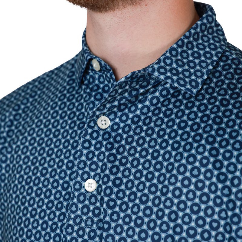 FootJoy Vegas Marker Lisle polo da uomo, mint julep/navy/wiward blue