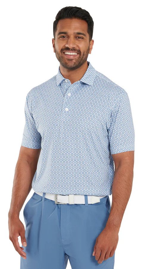 FootJoy Vegas Marker Lisle polo da uomo, bianco/riviera/pesca