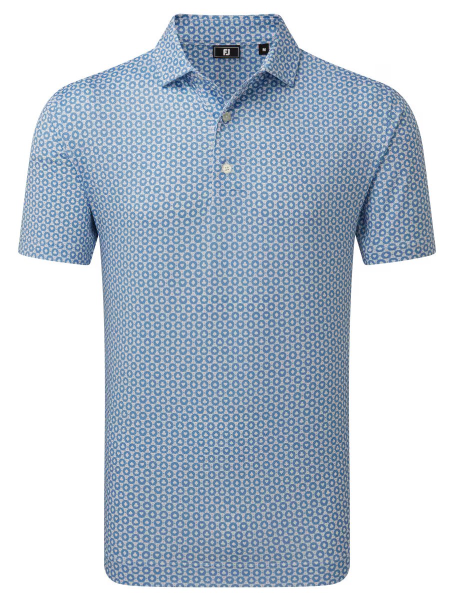 FootJoy Vegas Marker Lisle polo da uomo, bianco/riviera/pesca