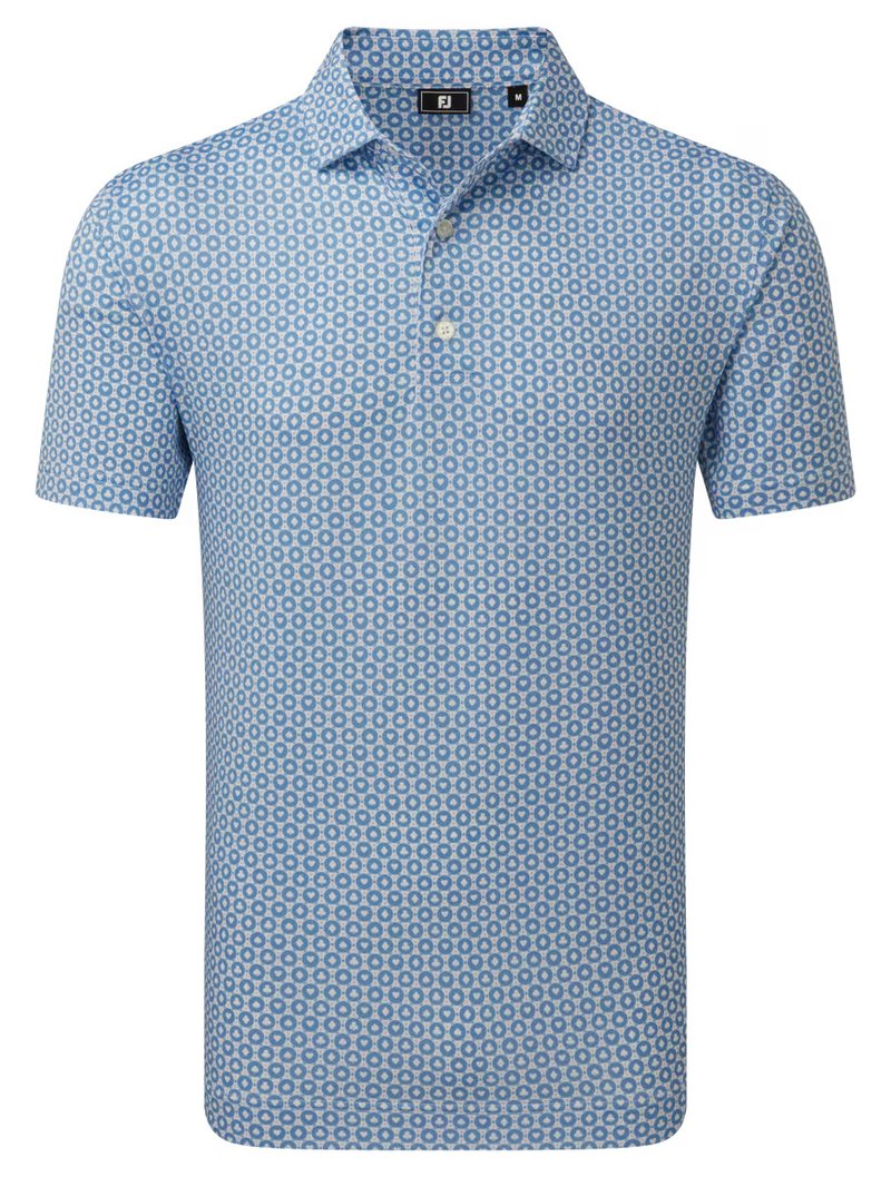 FootJoy Vegas Marker Lisle polo da uomo, bianco/riviera/pesca