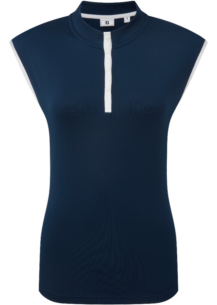 FootJoy Mock Neck Snap Front polo da donna, navy/white