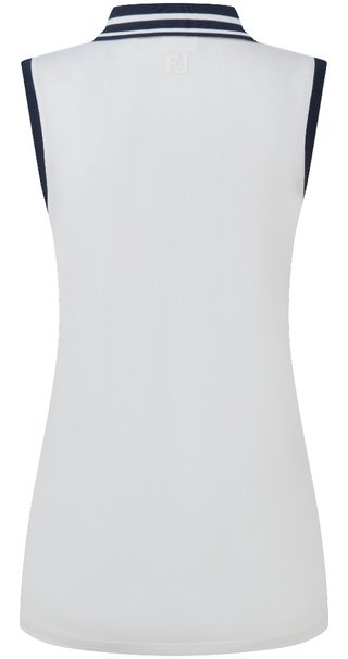 FootJoy Contrast Rib Knit Sleeveless polo da donna, bianco/navy