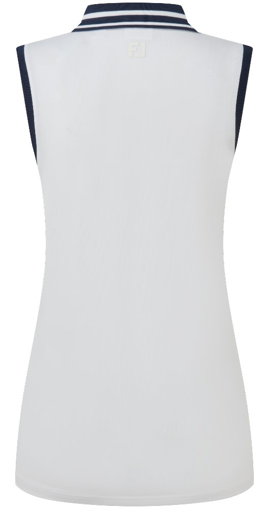 FootJoy Contrast Rib Knit Sleeveless polo da donna, bianco/navy