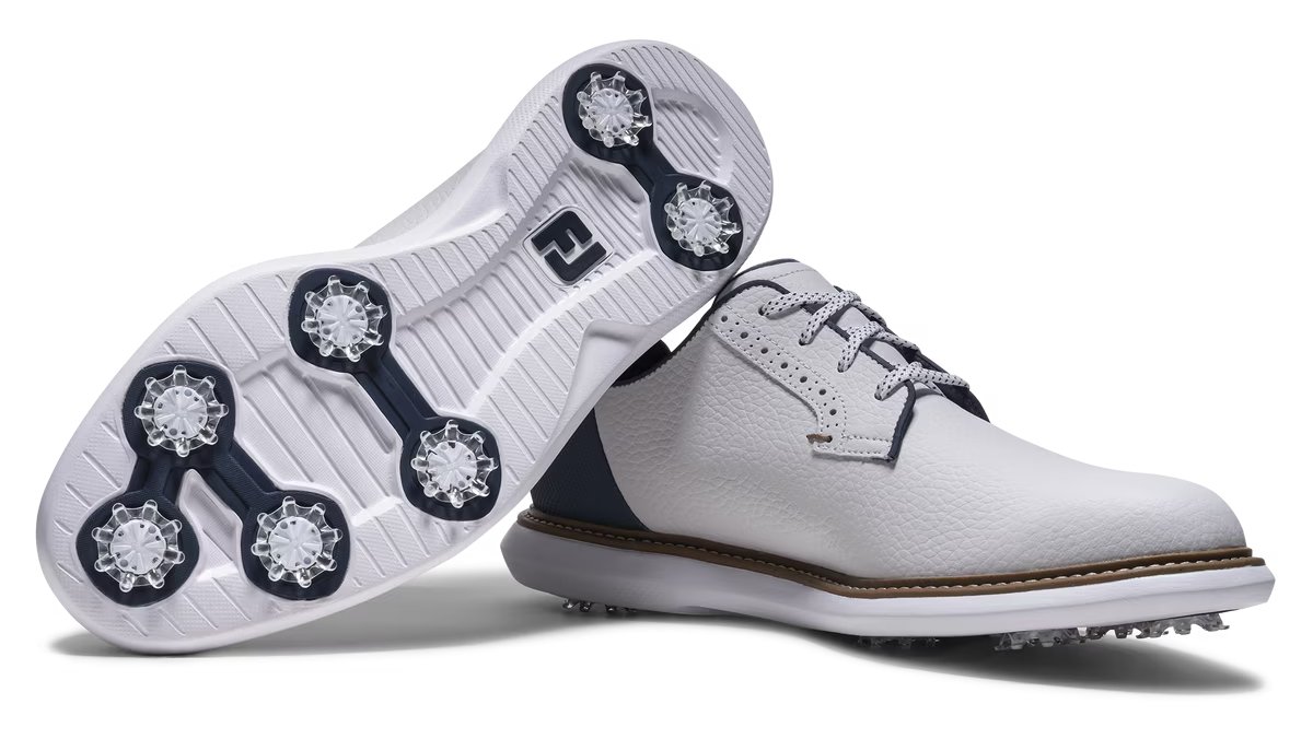 FootJoy FJ Traditions Blucher scarpe da golf da uomo, bianco/blu/tan