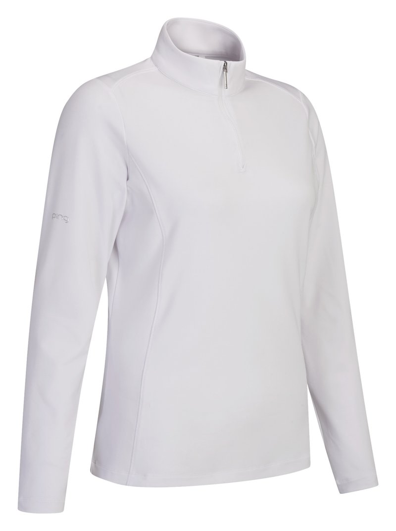 PING Aveline Half Zip da donna maglia a maniche lunghe, bianca