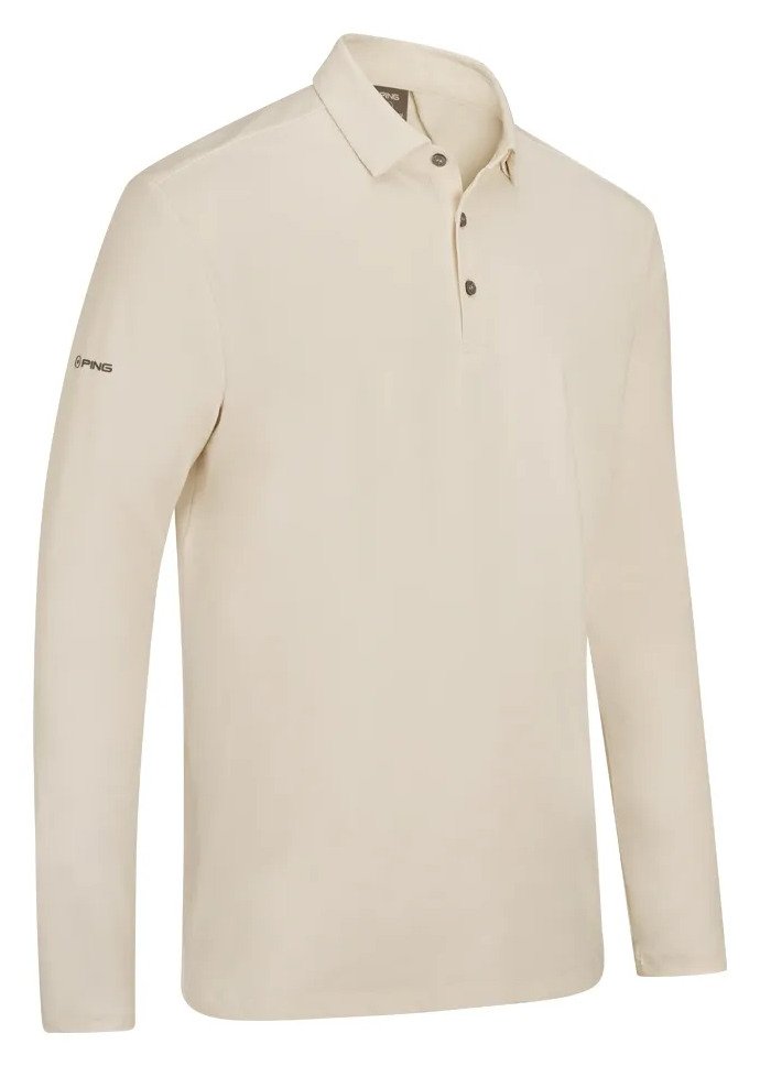 PING Demitri Longsleeve polo da uomo, egret