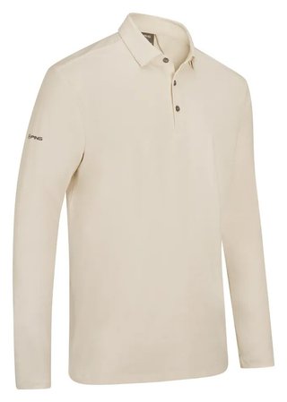 PING Demitri Longsleeve polo da uomo, egret
