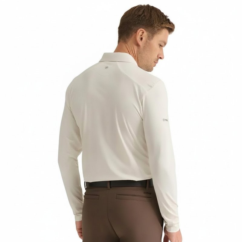 PING Demitri Longsleeve polo da uomo, egret