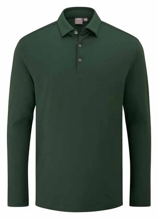 PING Demitri Longsleeve polo uomo, verde gorse