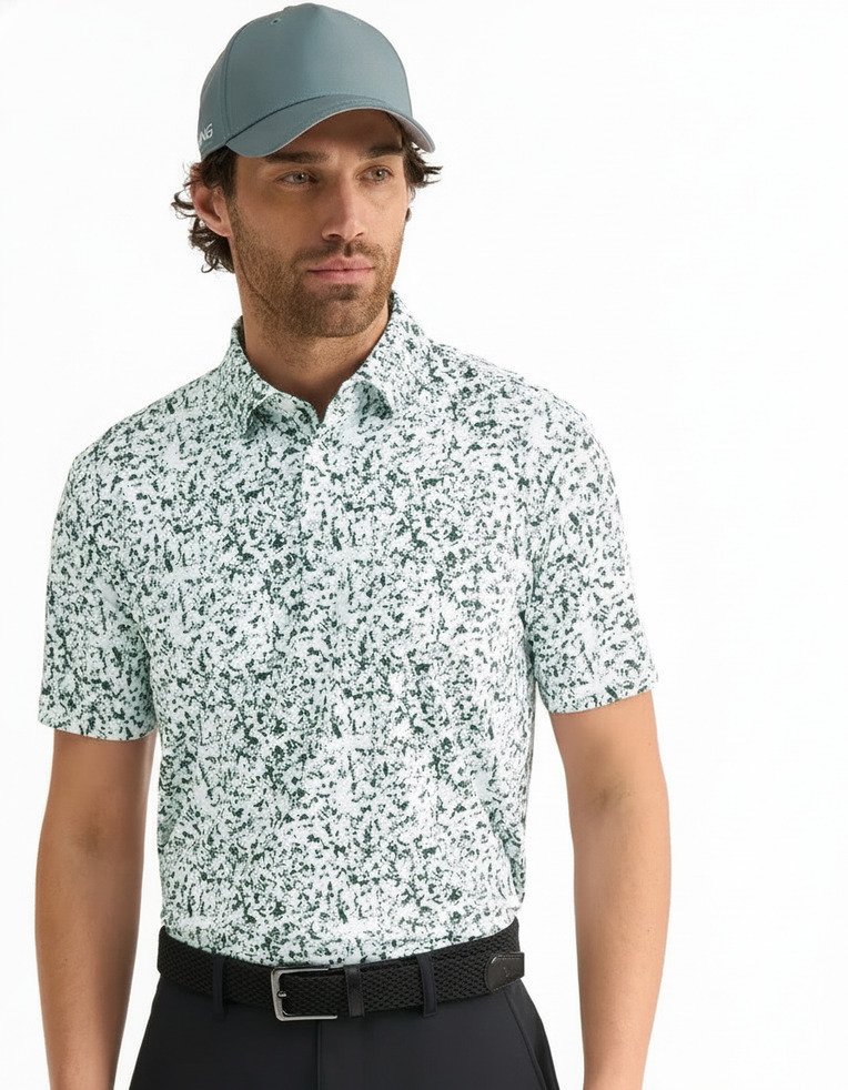 PING Gilmore polo uomo, bianco/gorse green multi