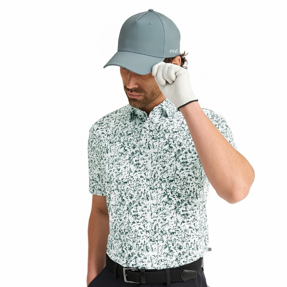 PING Gilmore polo uomo, bianco/gorse green multi