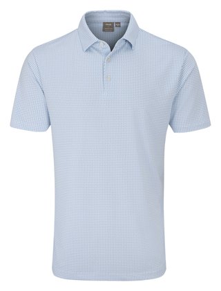 PING Gilmore polo da uomo, bianco/blu polveroso