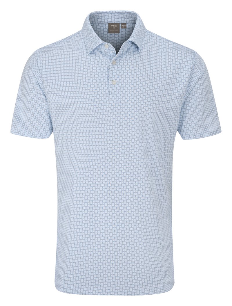 PING Gilmore polo da uomo, bianco/blu polveroso